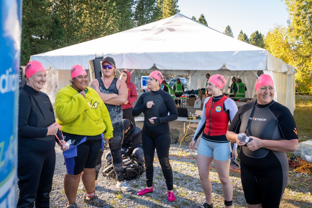 500m High Country Salmon Team catching up after the race.